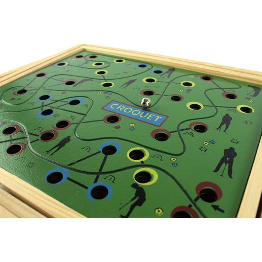 16 x 16 cm TANSTAN 1 jeu de labyrinthe en bois jouet éducatif pour adultes garçons et filles avec deux billes en acier
