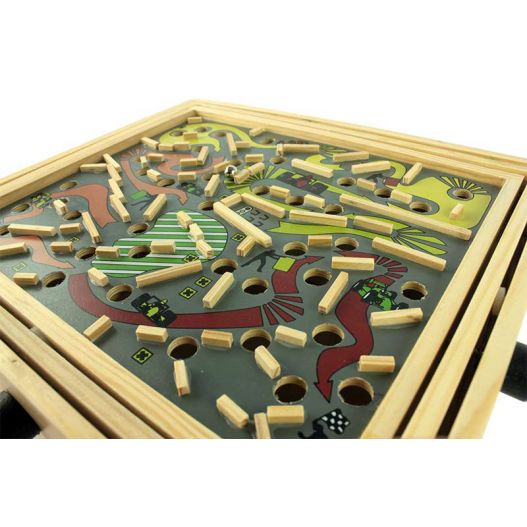 16 x 16 cm TANSTAN 1 jeu de labyrinthe en bois jouet éducatif pour adultes garçons et filles avec deux billes en acier