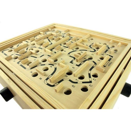 16 x 16 cm TANSTAN 1 jeu de labyrinthe en bois jouet éducatif pour adultes garçons et filles avec deux billes en acier