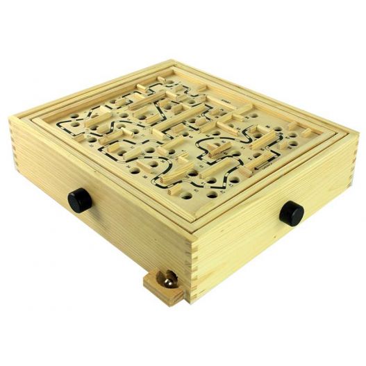 16 x 16 cm TANSTAN 1 jeu de labyrinthe en bois jouet éducatif pour adultes garçons et filles avec deux billes en acier