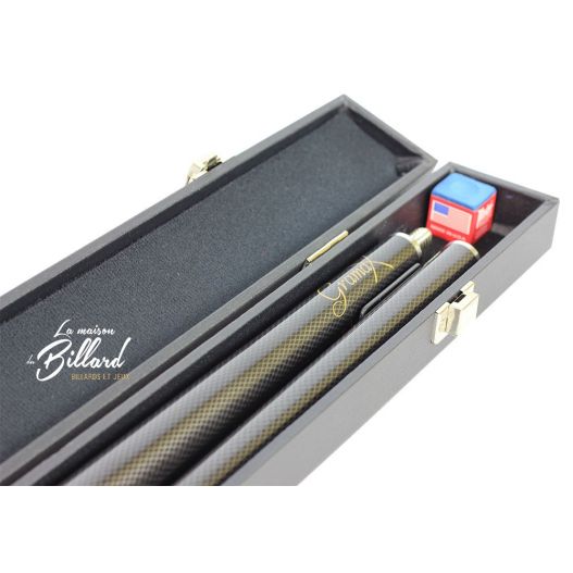 Coffret 8 Pool queue 1/2 noir gramax. Graphite effet carbone