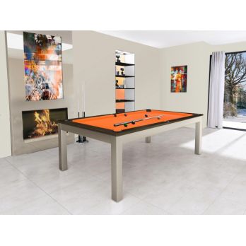 Billard table, Billard design Eos convertible en table de salle a manger  wenge gris tapis orange livre dans le 59