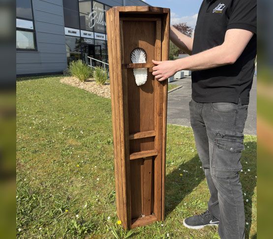 rangement stock boule a la pente