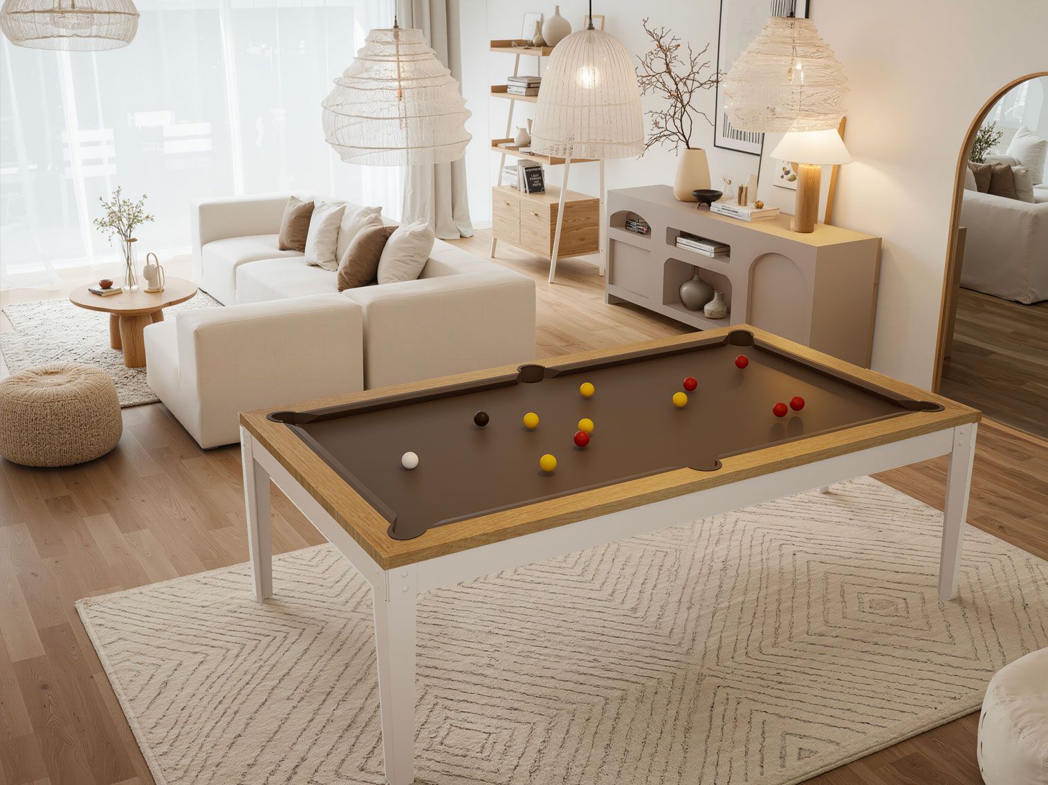Billard table blanc et bois factory