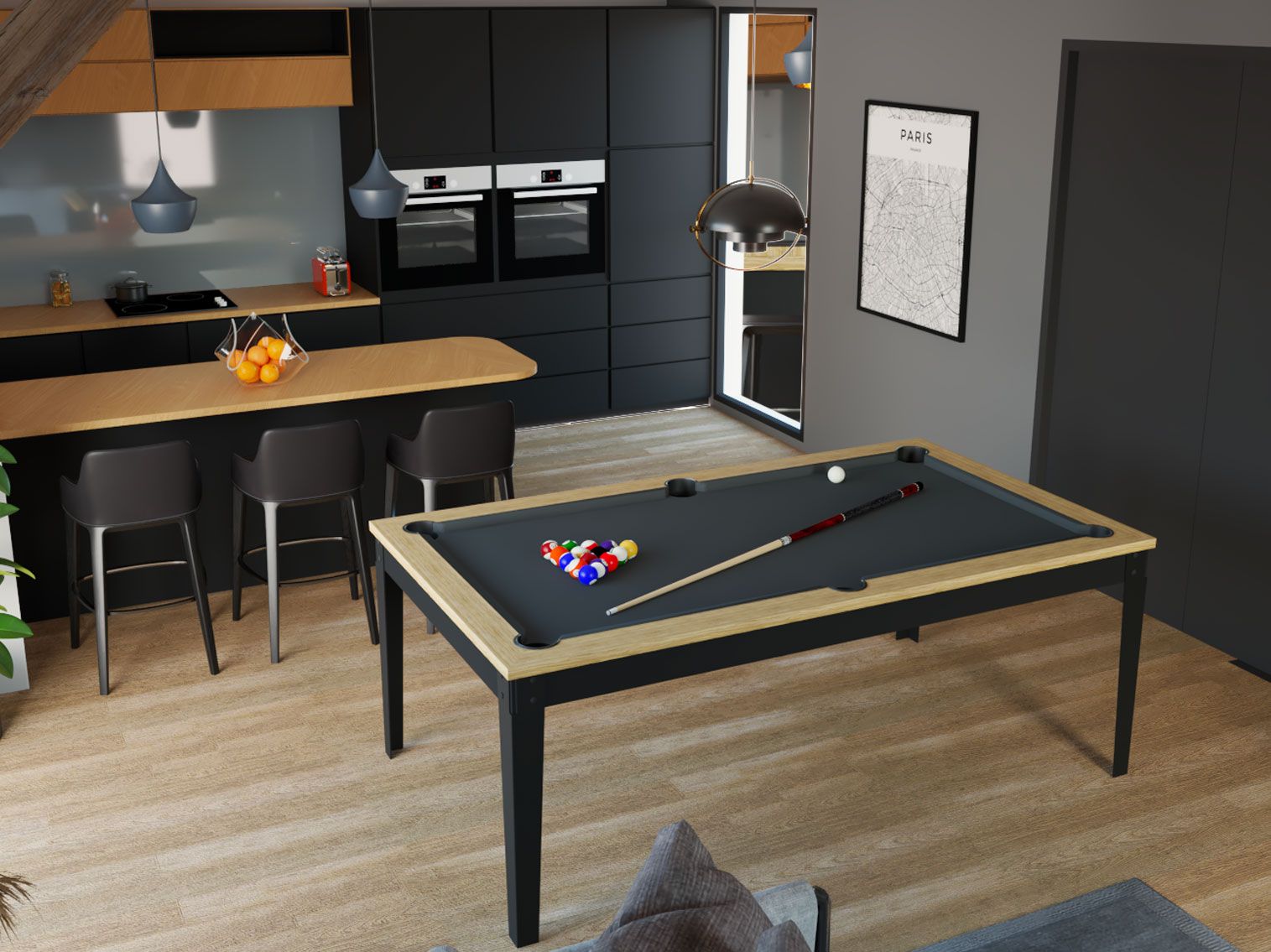 Billard en ardoise style industriel
