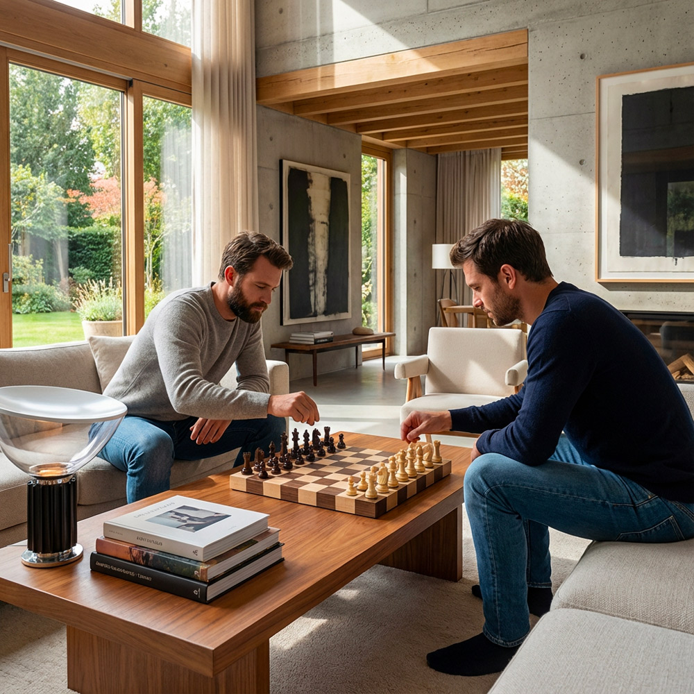 Jeu d'echecs marqueté