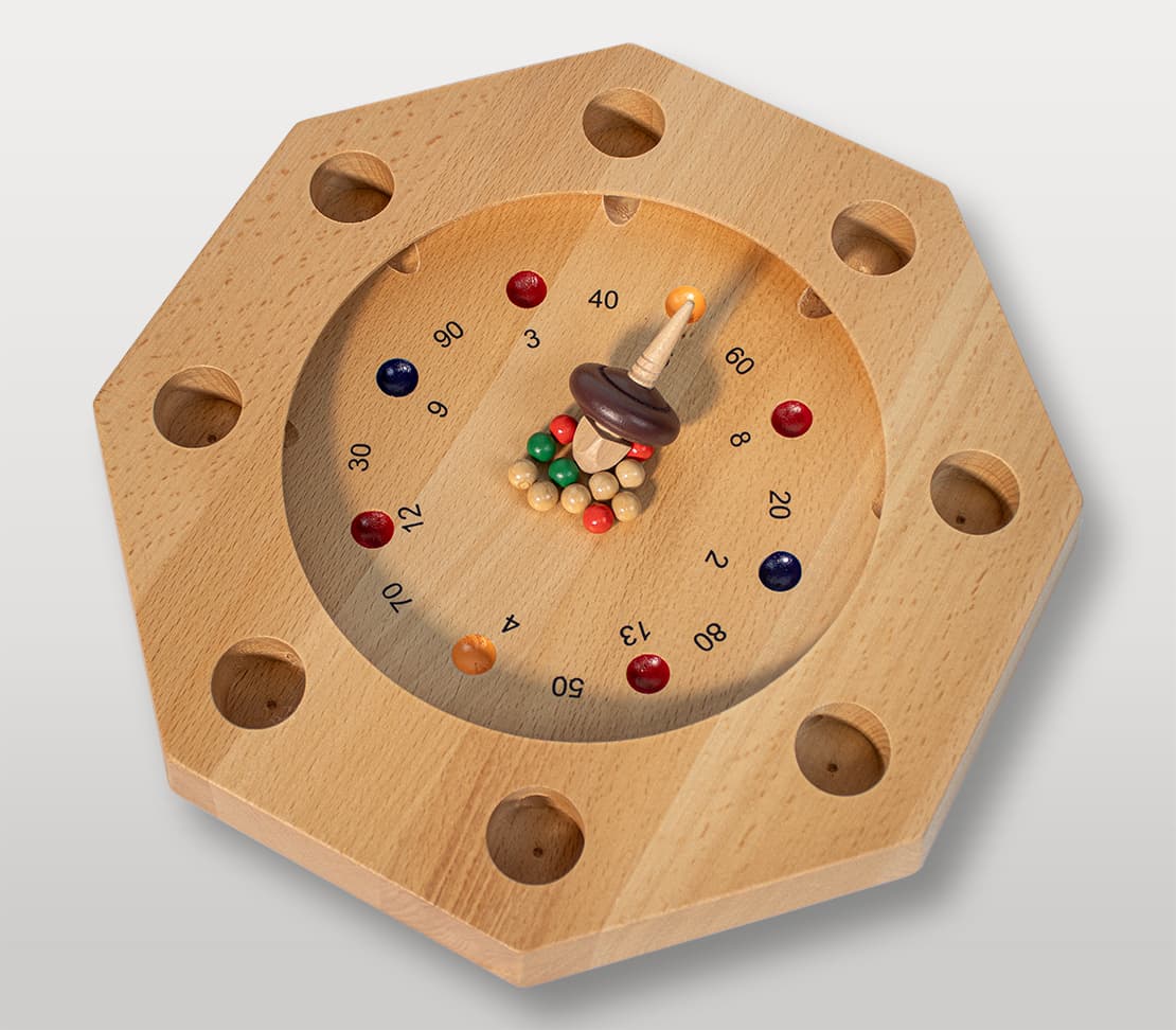 Plateau de jeu Octoroulette avec billes colorées