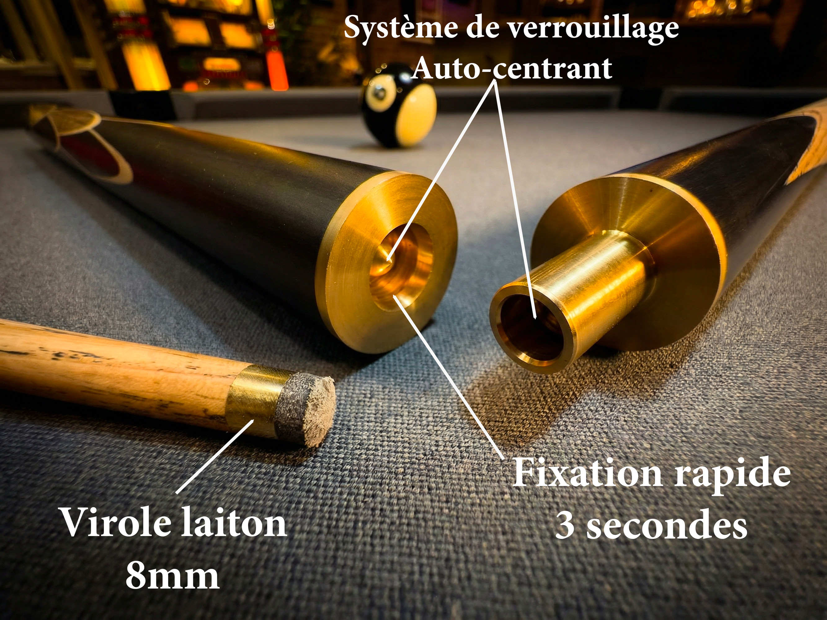 Jonction laiton queue de billard haut de gamme