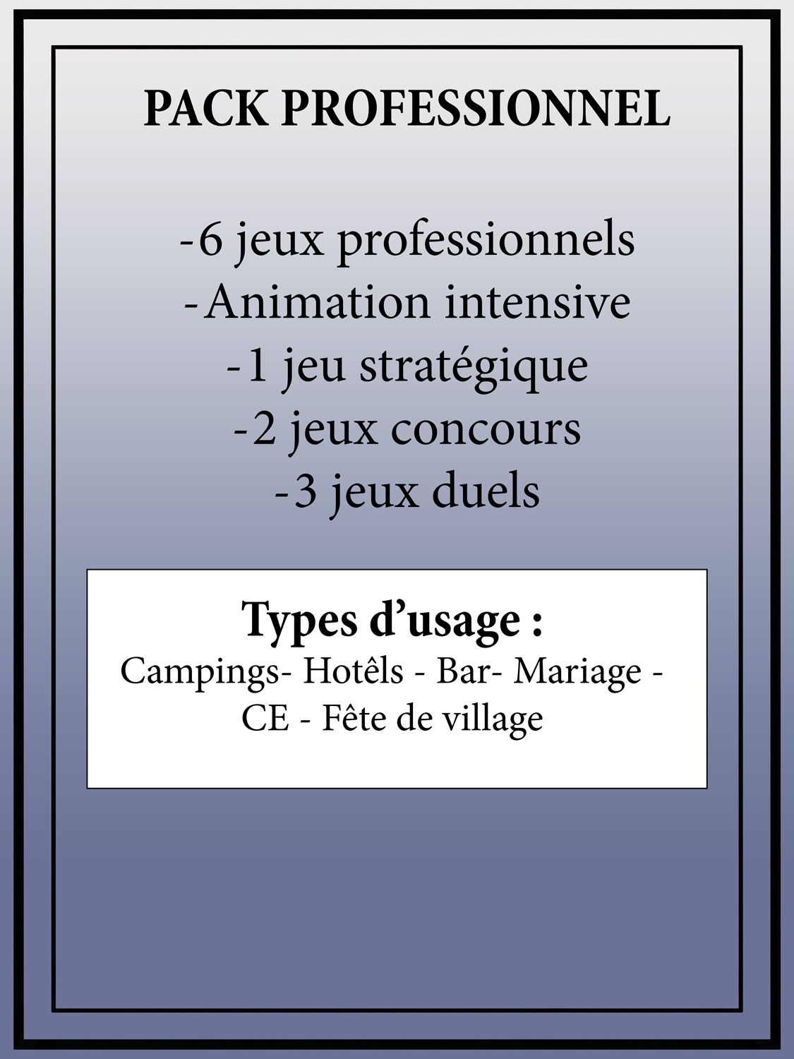 Pack de jeux animateur