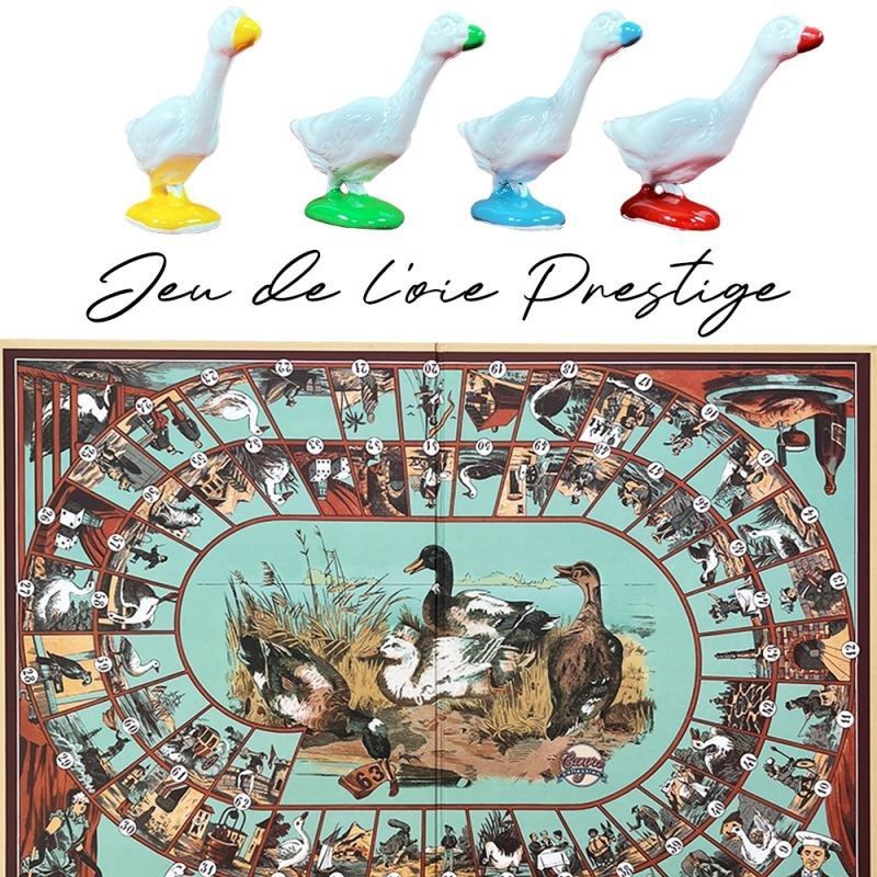 Jeu de l'oie prestige, plateau rétro avec tonneaux lanceurs
