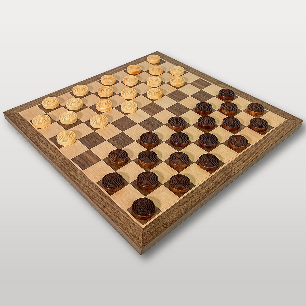 Jeu de dames 100 cases en noyer et érable