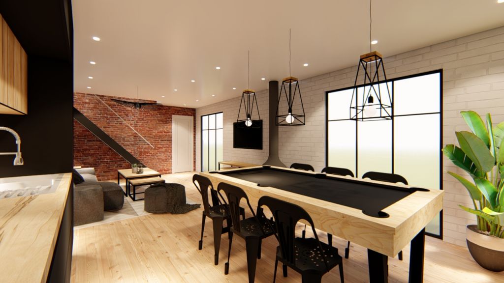 Décoration d’intérieur autour du billard table (Pièce en long)