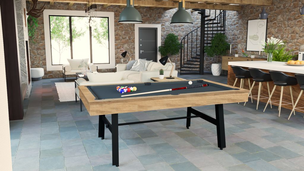 Aménager son espace table de billard convertible, dans une ferme rénovée